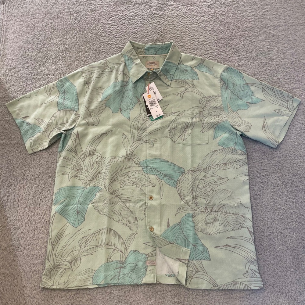 NWT Quiksilver Waterman Hawaiian Shirt Mens XL Tropical Modal Jungle Islands